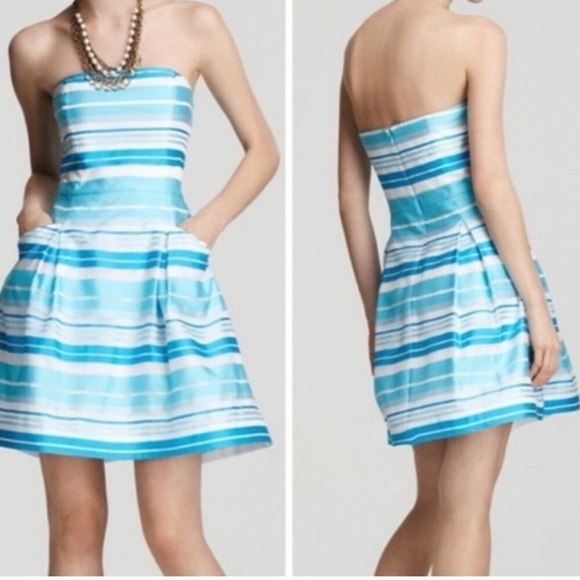 Lilly Pulitzer Strapless Blue and White Dress - Picture 1 of 6